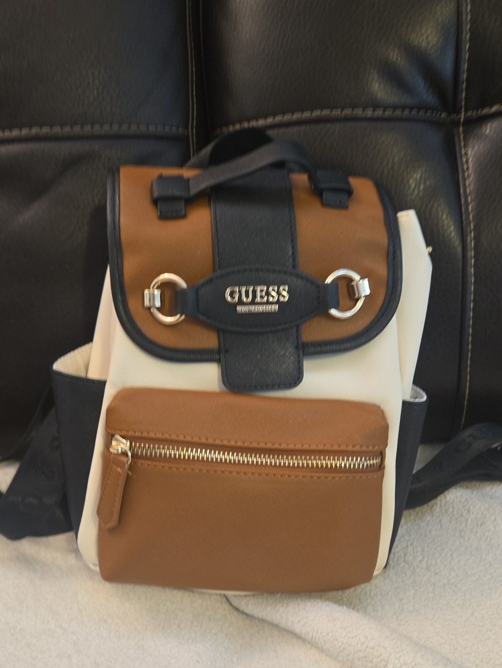 GUESS Men's Tricolor Mini Backpack - Brown/Black/Cream